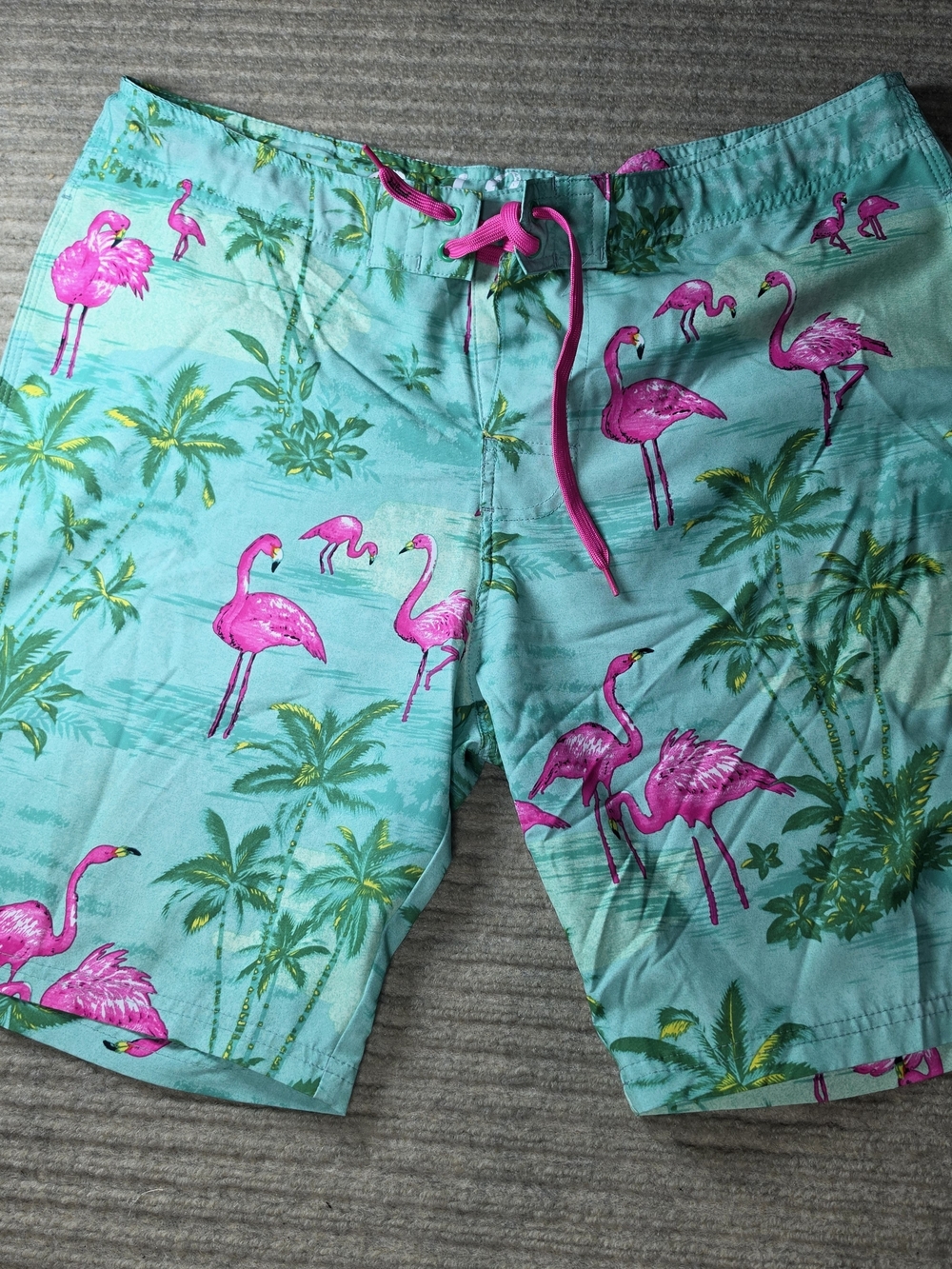 Mens Flamingo Bold Print Board Shorts Size 36 Cruise Vacation Resort Beach